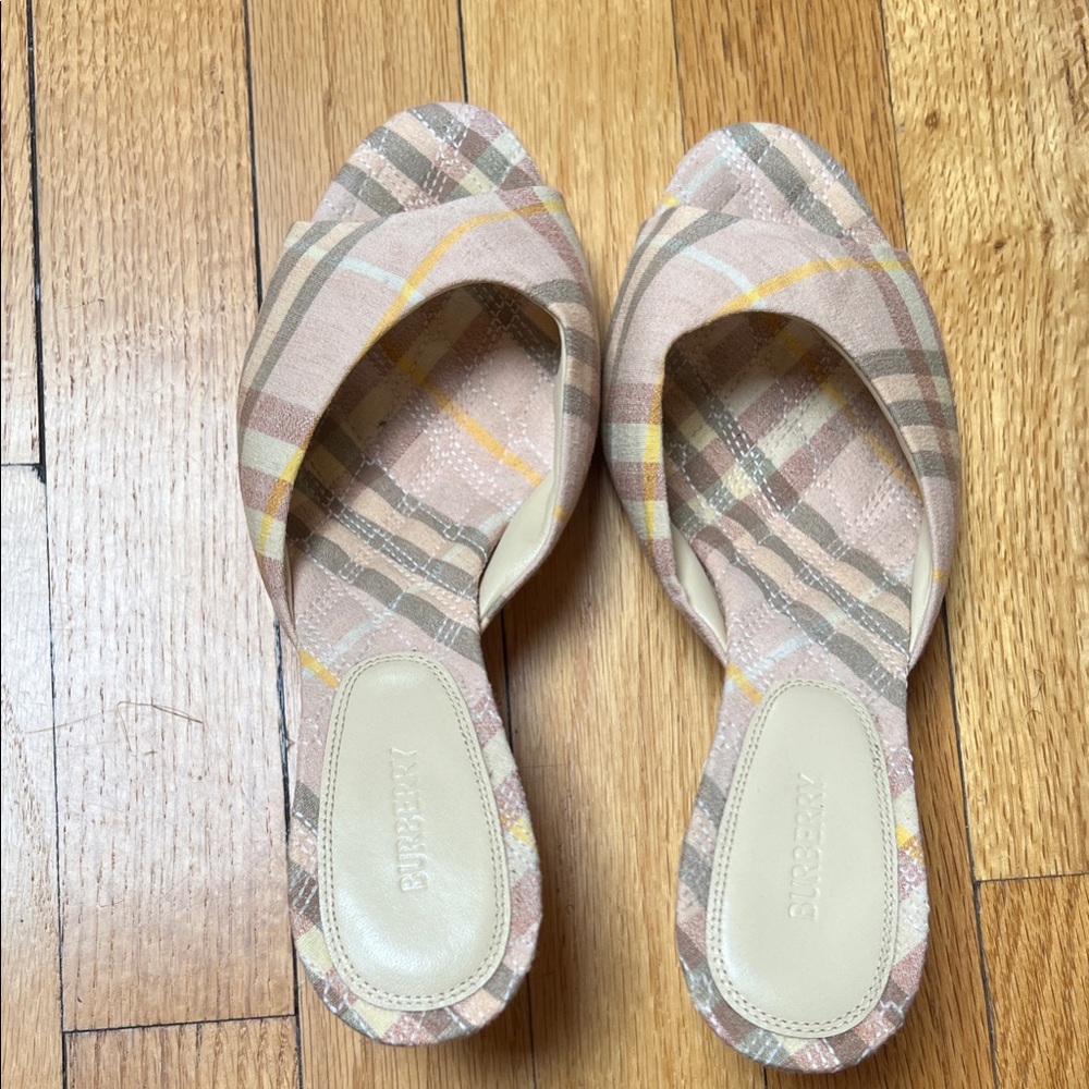 Burberry Teacup Check Mews Heeled Sandals